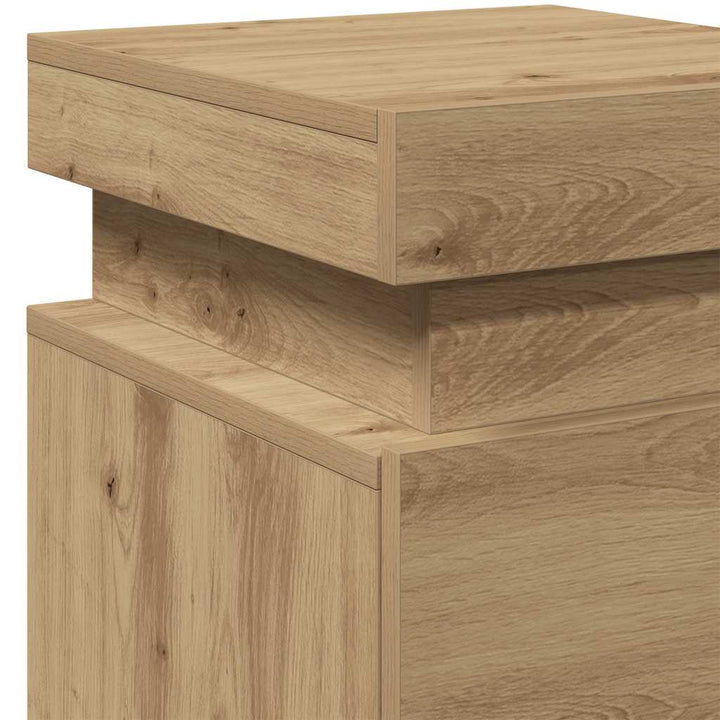 sengeborde 2 stk. 35x39x55 cm LED-lys konstrueret træ kunsteg