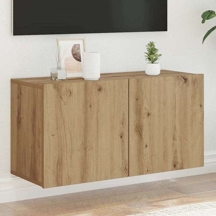 væghængt tv-bord 80x30x41 cm egetræsfarve