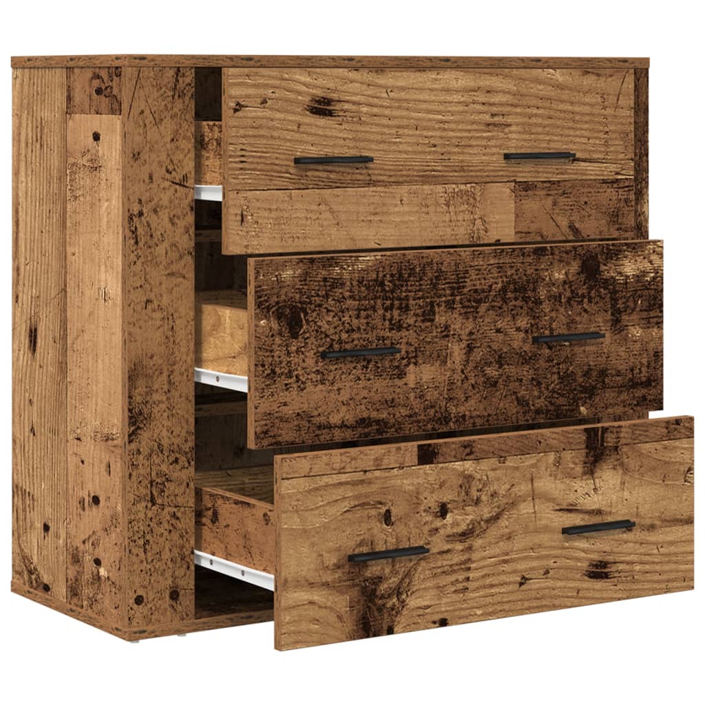 skænk 80x33x70 cm konstrueret træ gammelt træ-look