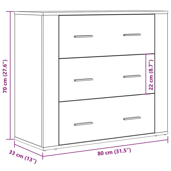 skænk 80x33x70 cm konstrueret træ gammelt træ-look
