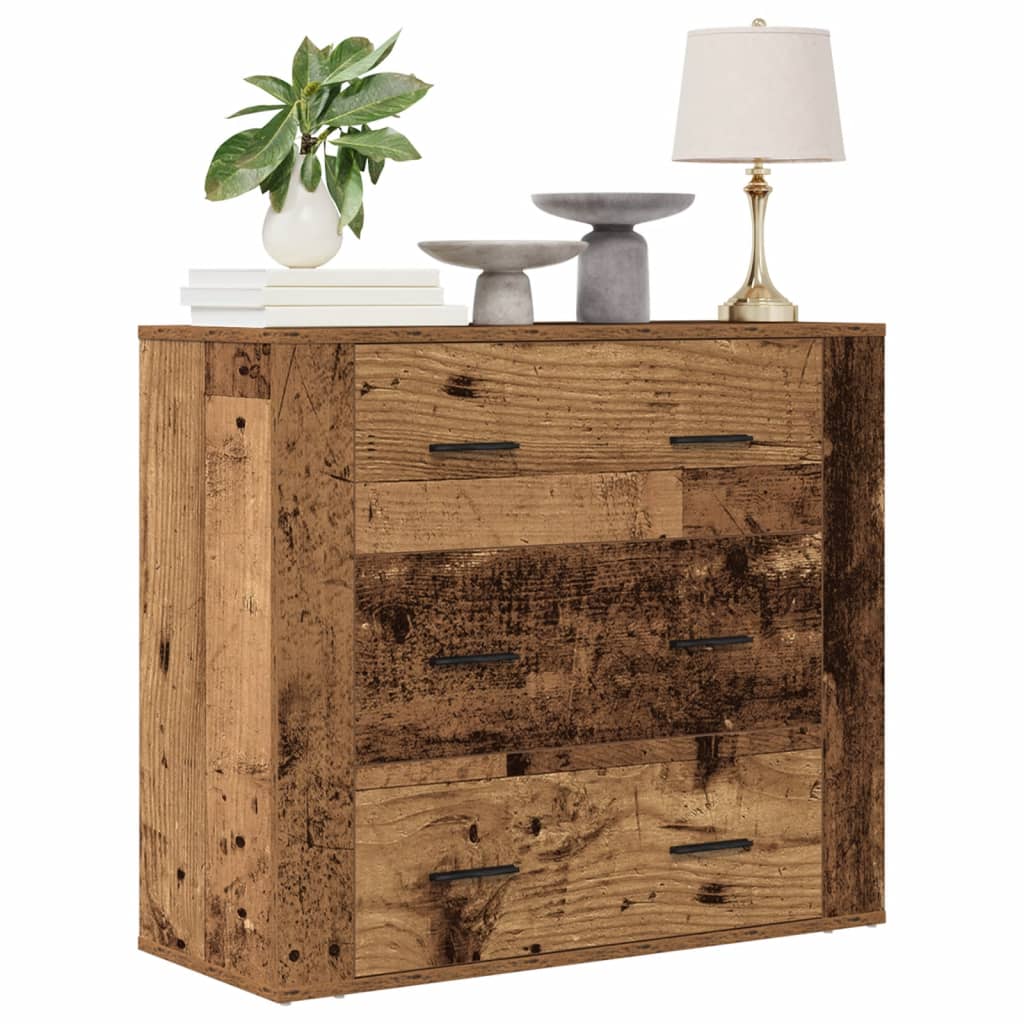 skænk 80x33x70 cm konstrueret træ gammelt træ-look