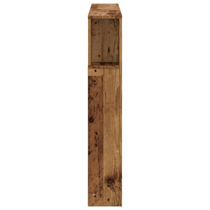 sengegavl med LED 120x18,5x103,5 cm konstrueret træ antikt træ