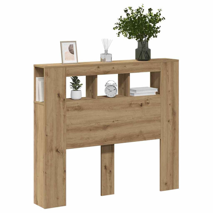 sengegavl m. LED-lys 120x18,5x103,5 cm konstrueret træ kunsteg