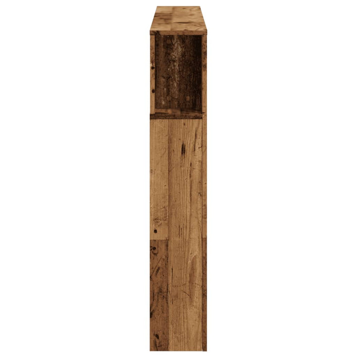sengegavl med LED 140x18,5x103,5 cm konstrueret træ antikt træ