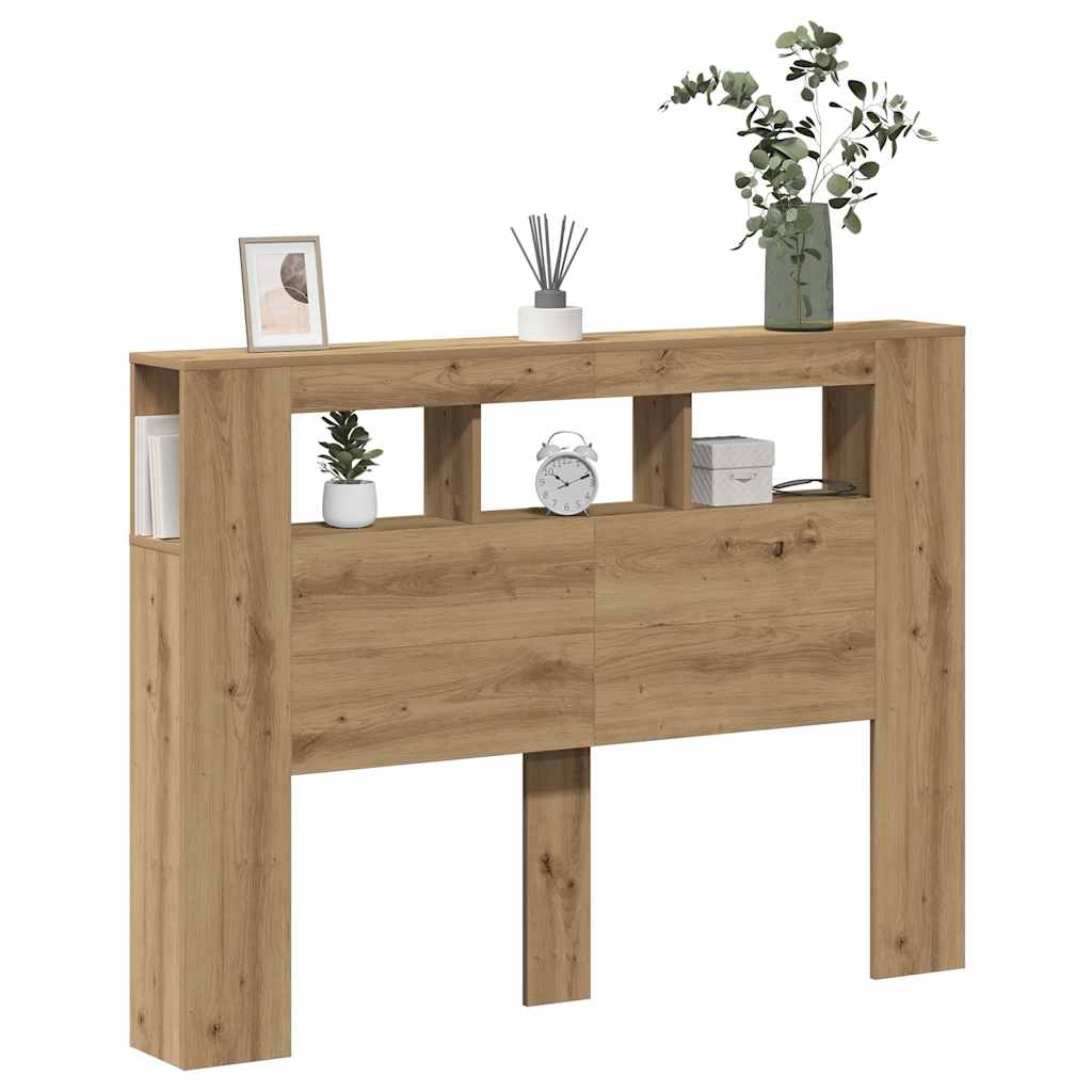 sengegavl m. LED-lys 140x18,5x103,5 cm konstrueret træ kunsteg
