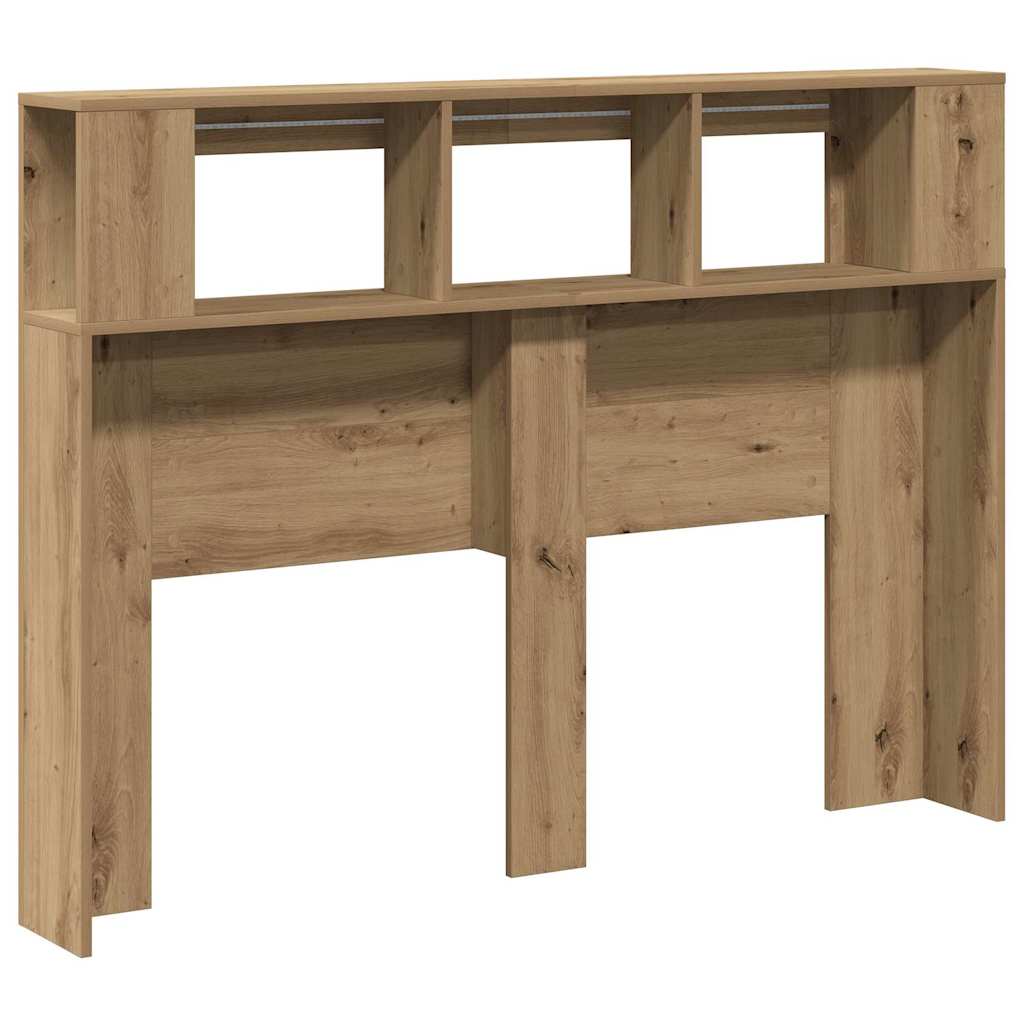 sengegavl m. LED-lys 140x18,5x103,5 cm konstrueret træ kunsteg