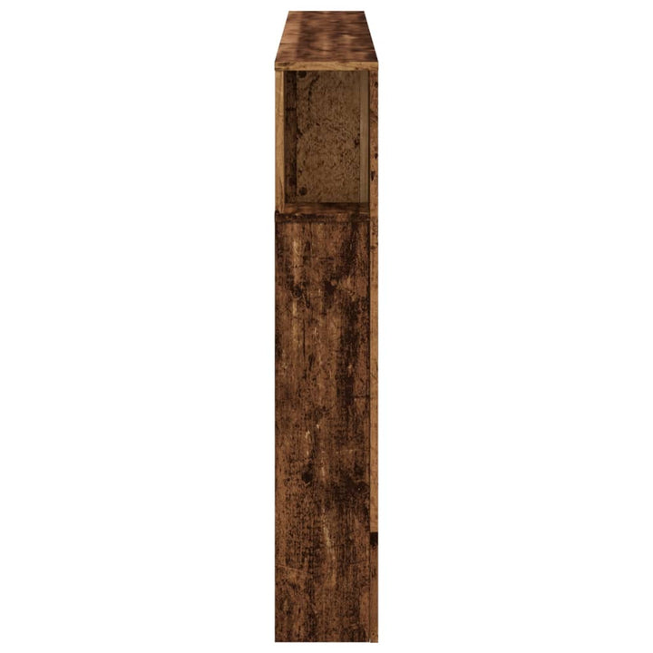 sengegavl med LED 160x18,5x103,5 cm konstrueret træ antikt træ