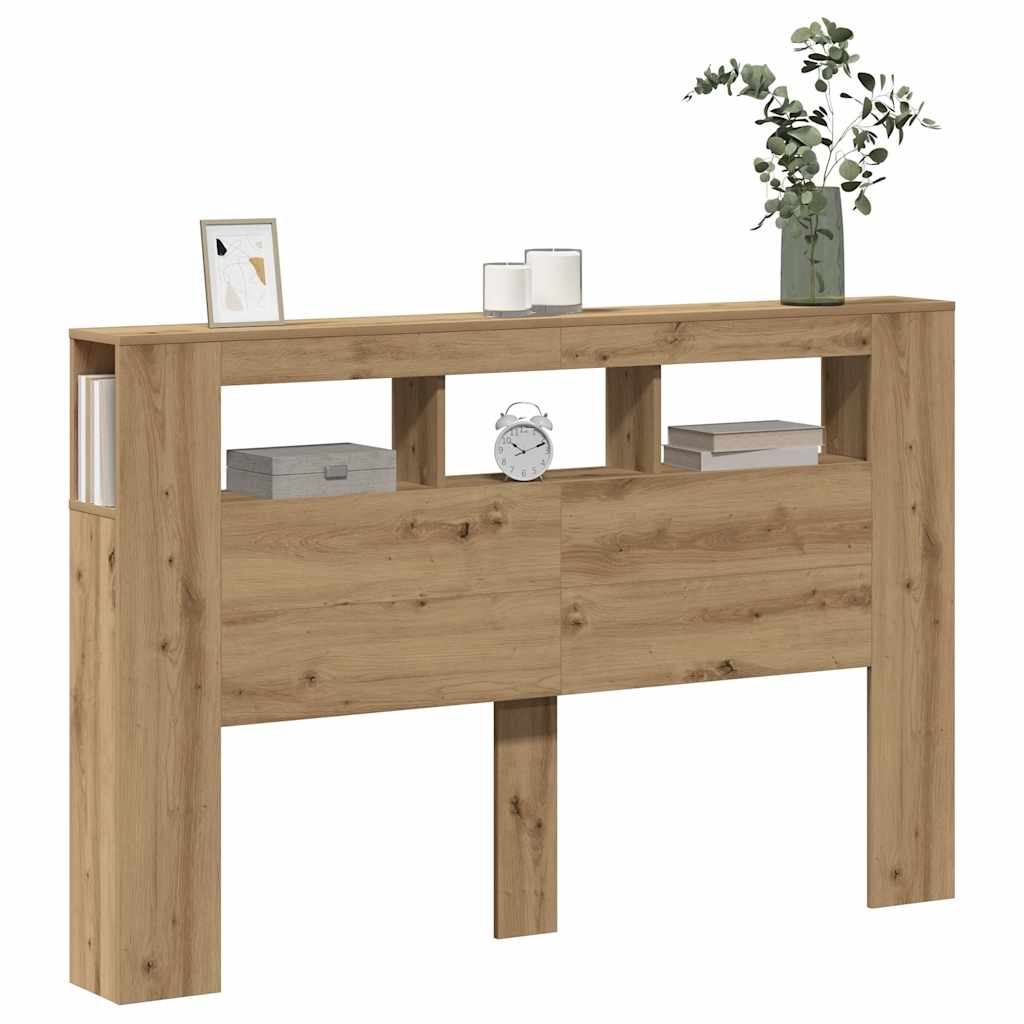 sengegavl m. LED-lys 160x18,5x103,5 cm konstrueret træ kunsteg