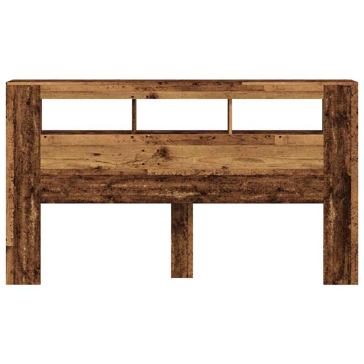 sengegavl med LED 180x18,5x103,5 cm konstrueret træ antikt træ
