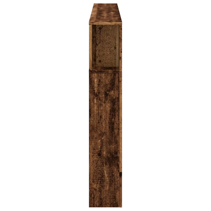 sengegavl med LED 180x18,5x103,5 cm konstrueret træ antikt træ