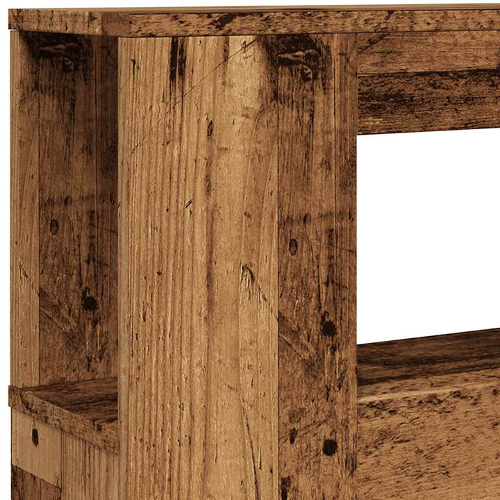 sengegavl med LED 200x18,5x103,5 cm konstrueret træ antikt træ