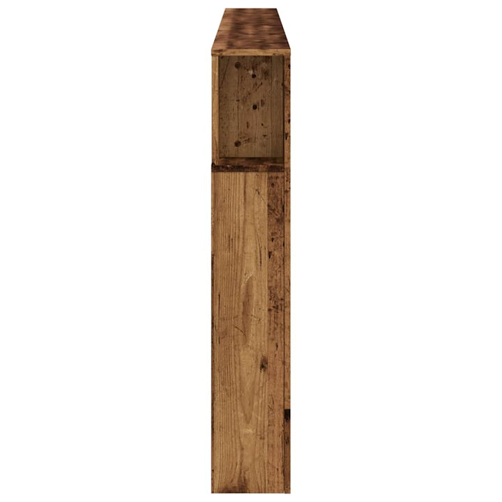 sengegavl med LED 220x18,5x103,5 cm konstrueret træ antikt træ