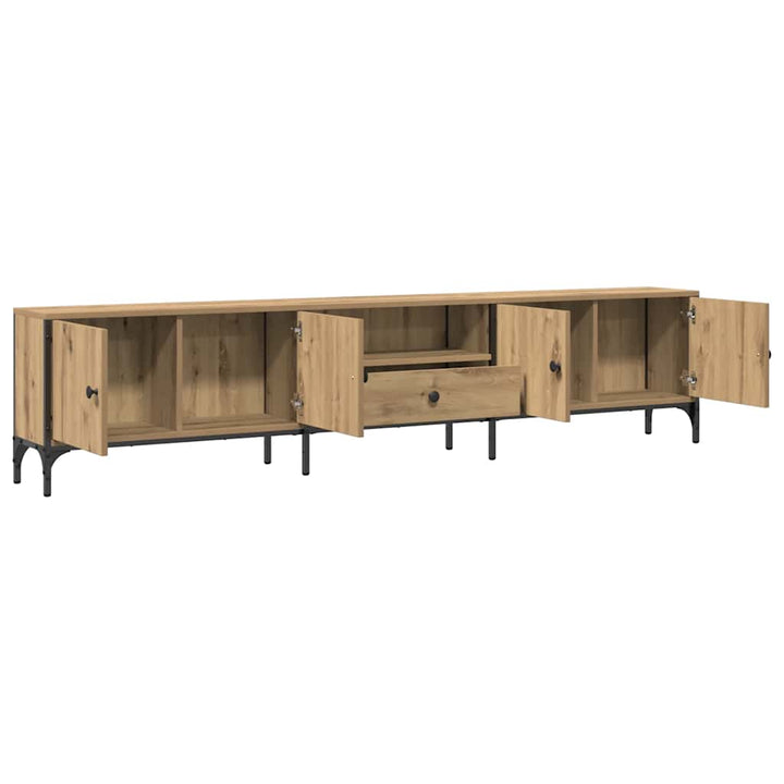 tv-bord med skuffe 200x25x44 cm konstrueret træ kunsteg