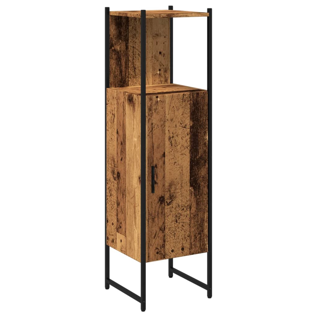 badeværelsesskab 33x33x120,5cm konstrueret træ gammelt trælook
