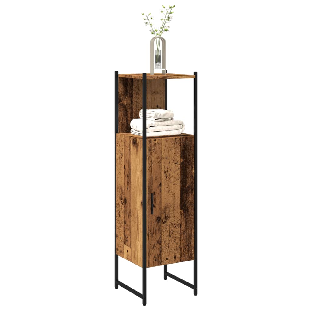 badeværelsesskab 33x33x120,5cm konstrueret træ gammelt trælook