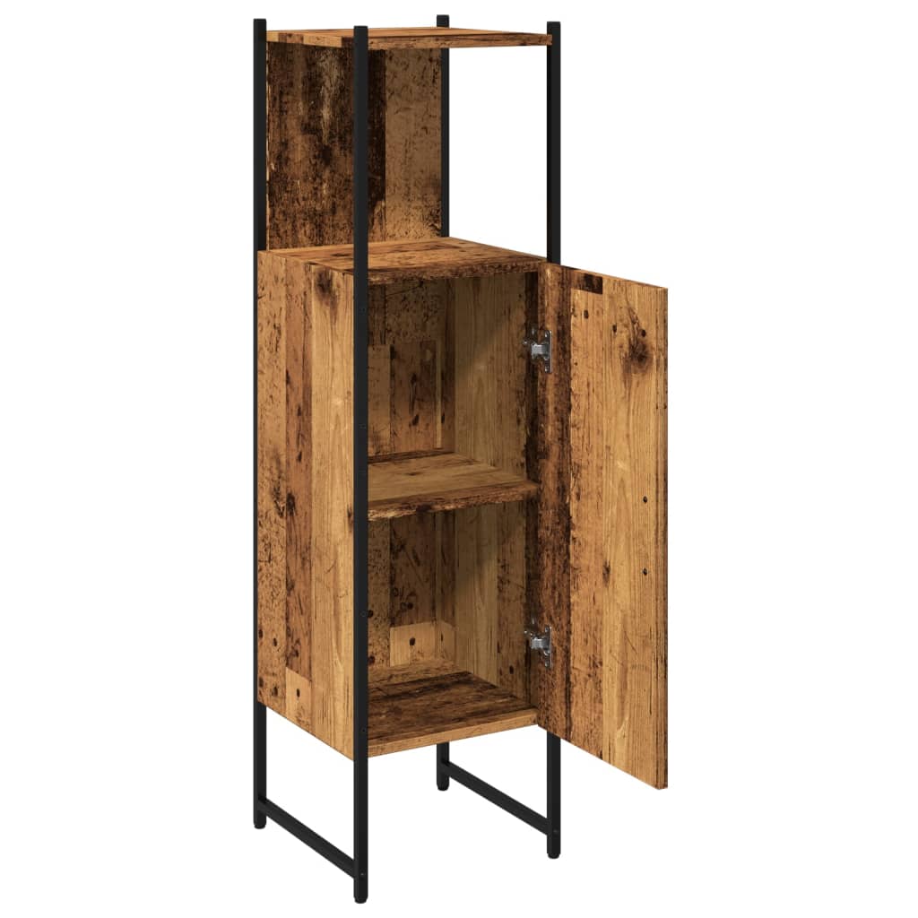 badeværelsesskab 33x33x120,5cm konstrueret træ gammelt trælook