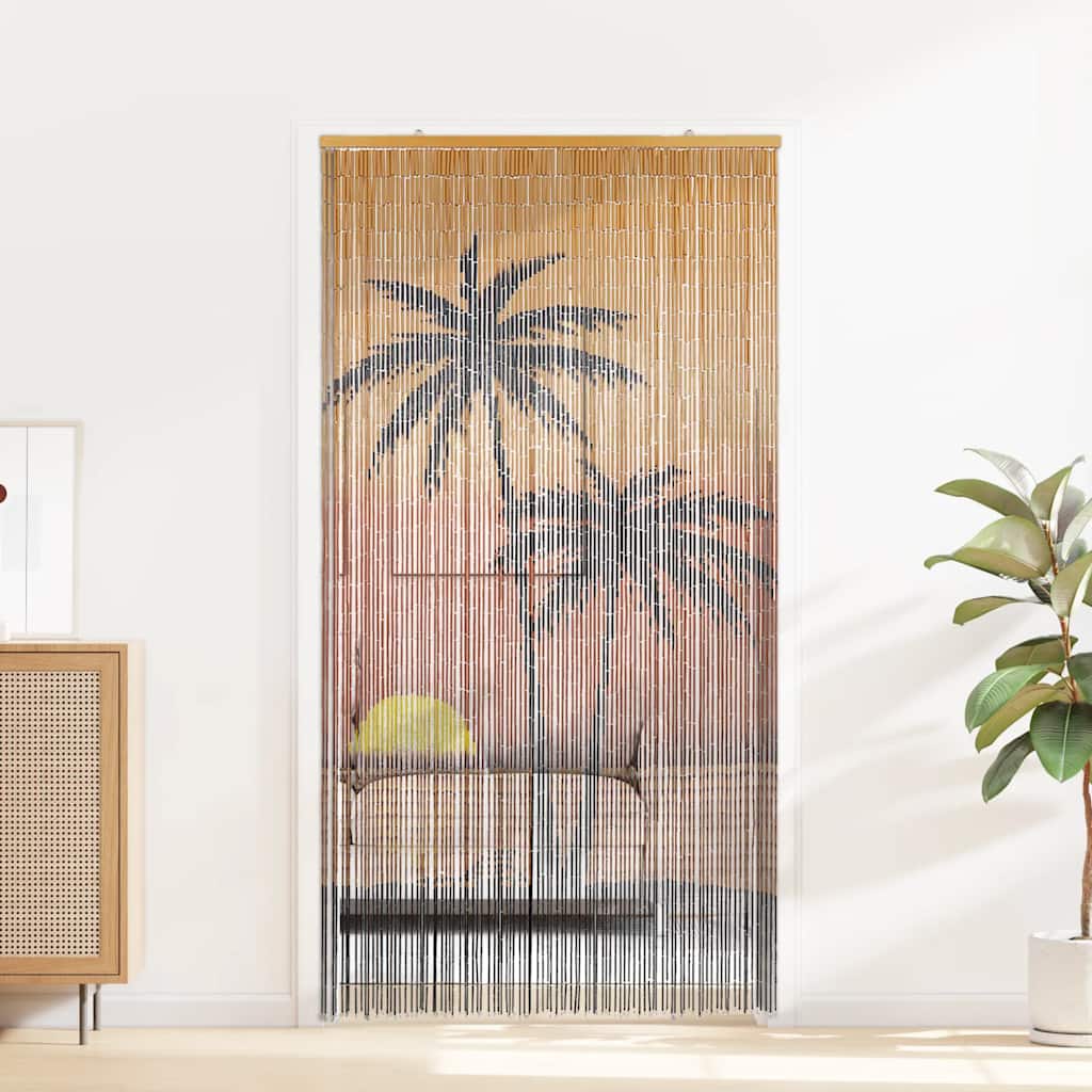 insektgardin til døren palmetræ print 100x200 cm bambus
