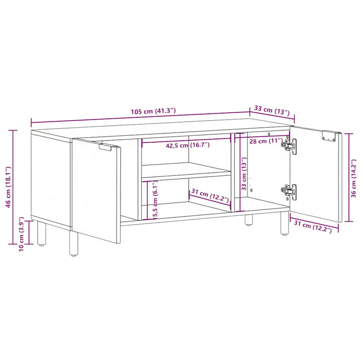 tv-bord 105x33x46 cm konstrueret træ sort