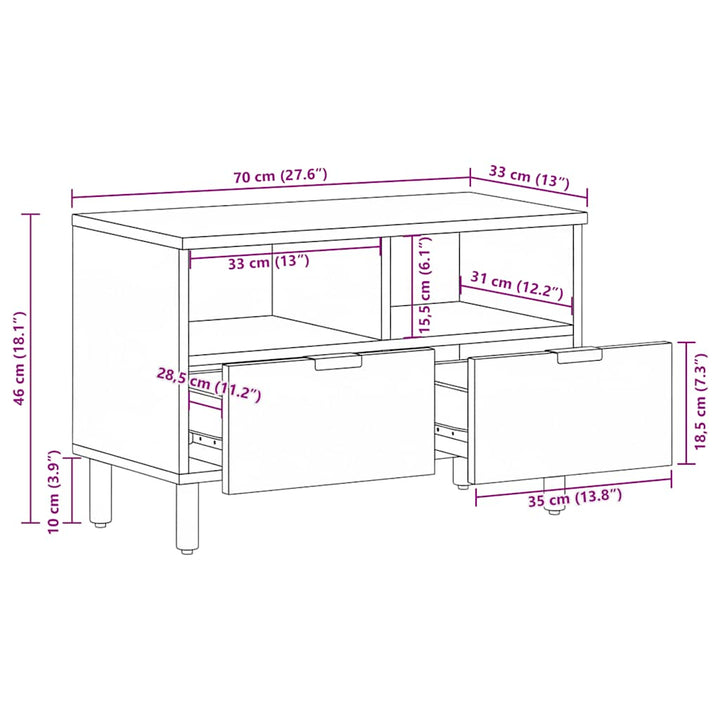 tv-bord 70x33x46 cm konstrueret træ sort