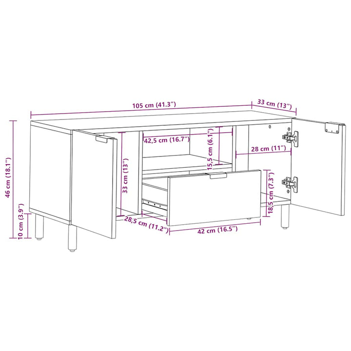 tv-bord 105x33x46 cm konstrueret træ sort