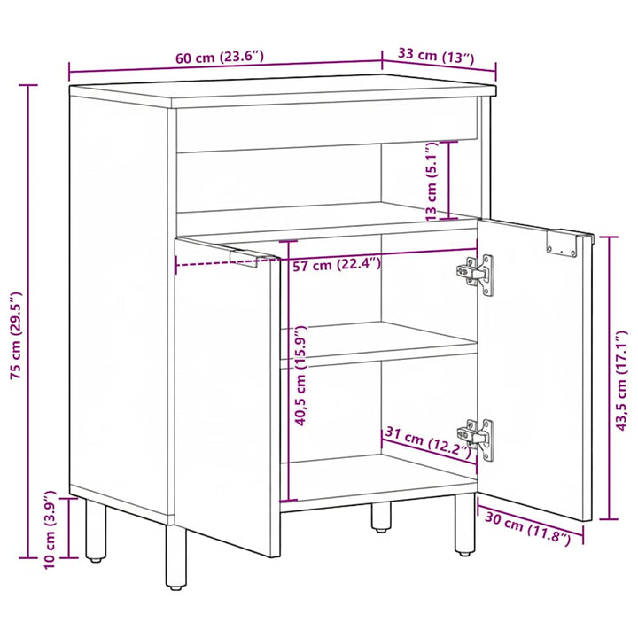 skab 60x33x75 cm konstrueret træ sort