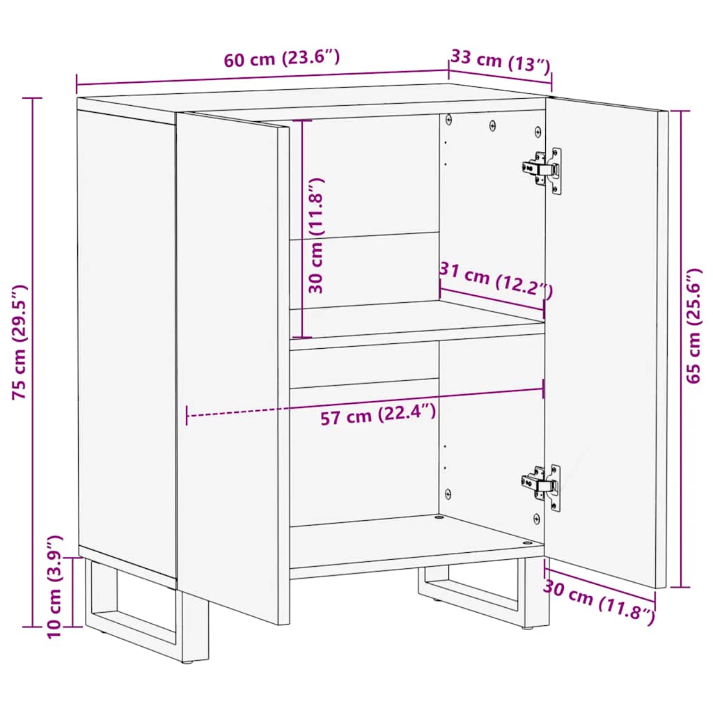skænk 60x33x75 cm massivt mangotræ sort