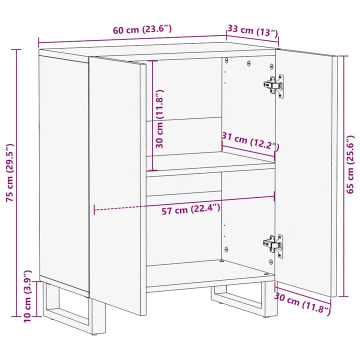 skænk 60x33x75 cm massivt mangotræ sort