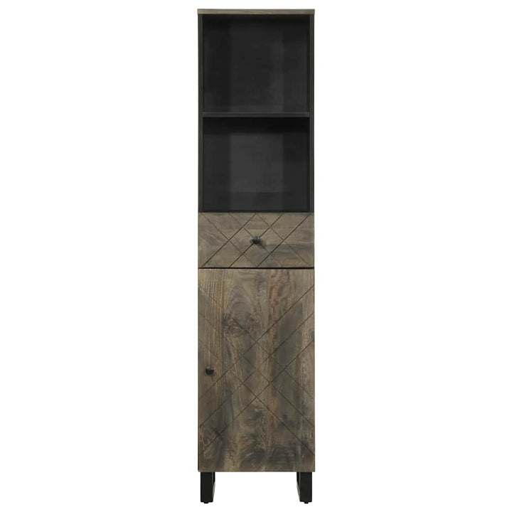 badeværelsesskab 38x33x160 cm massivt mangotræ sort