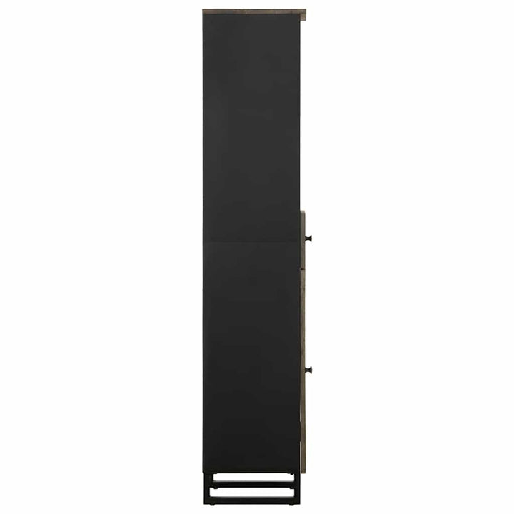 badeværelsesskab 38x33x160 cm massivt mangotræ sort