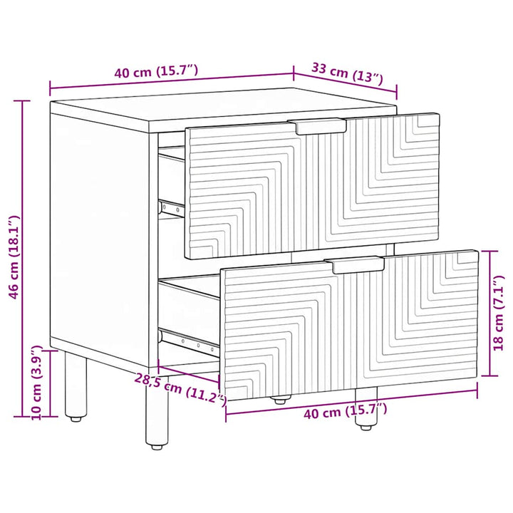 sengebord 40x33x46 cm massivt mangotræ brun