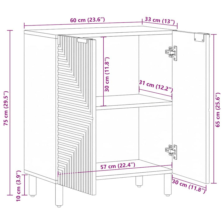 skænk 60x33x75 cm massivt mangotræ brun