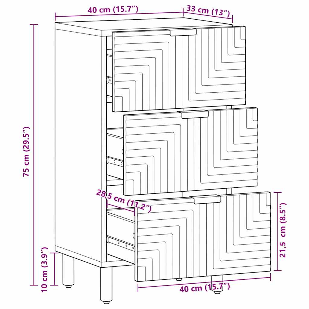 skænk 40x33x75 cm massivt mangotræ brun