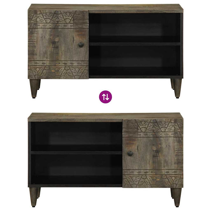 tv-bord 80x31,5x46 cm massivt mangotræ lysegrå