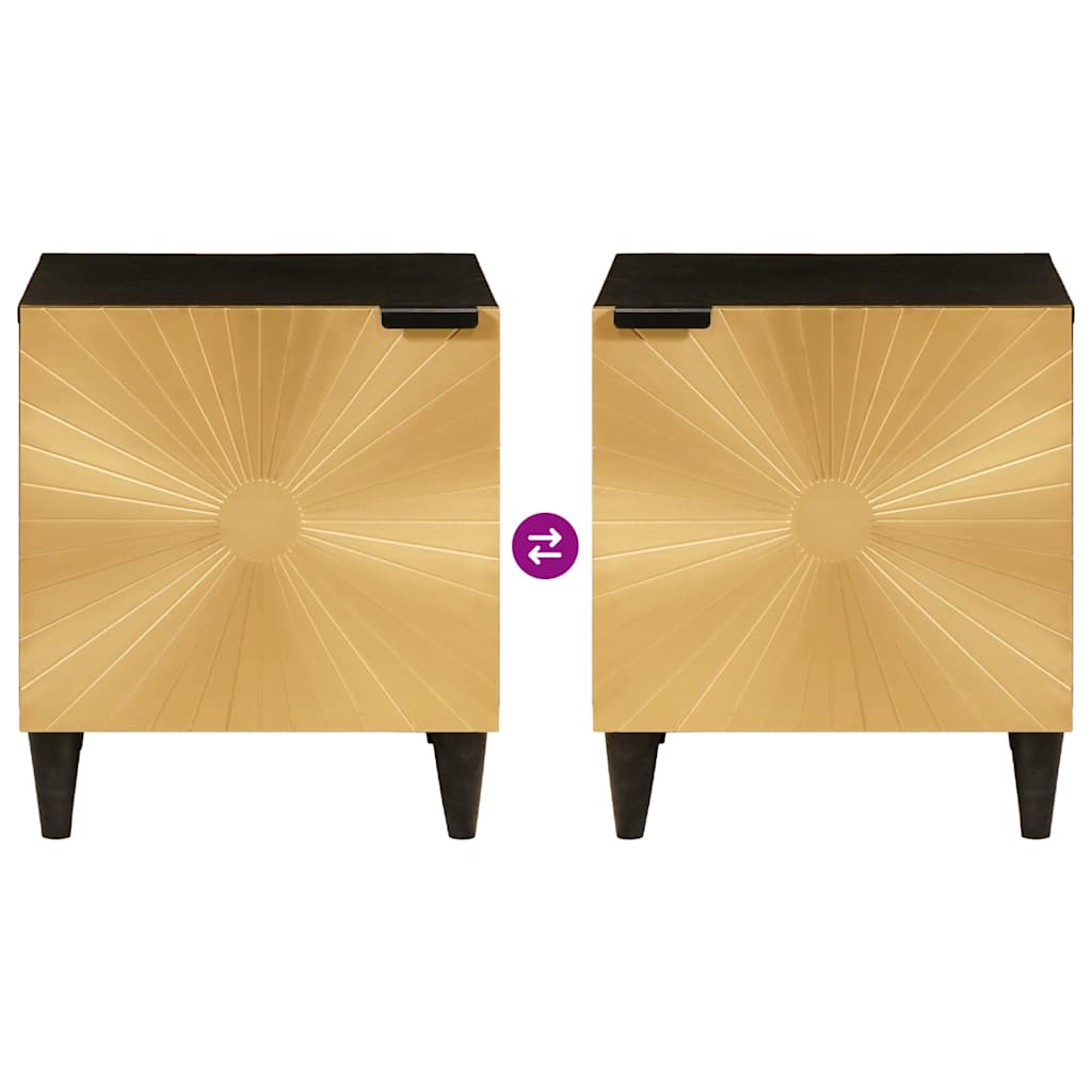 Natskab 2 pcs Sort og Guld 40 x 33 x 46 cm Konstrueret træ