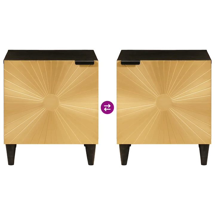 Natskab 2 pcs Sort og Guld 40 x 33 x 46 cm Konstrueret træ