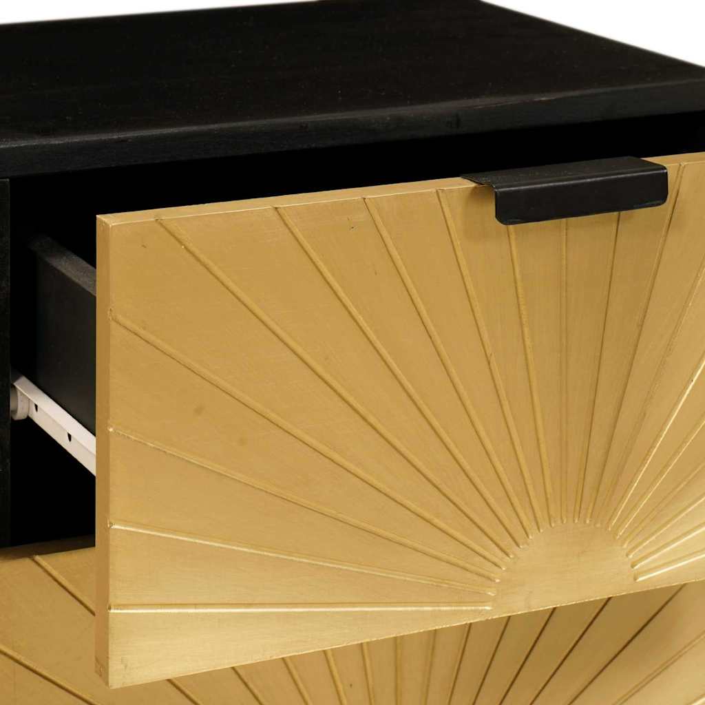 Natskab 2 pcs Sort og Guld 40 x 33 x 46 cm Konstrueret træ