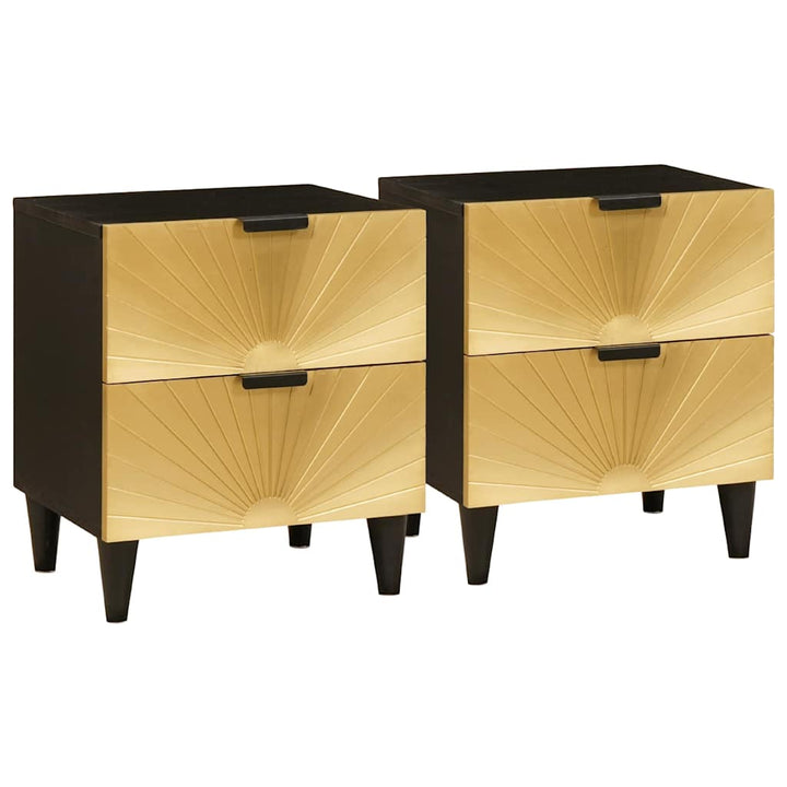 Natskab 2 pcs Sort og Guld 40 x 33 x 46 cm Konstrueret træ