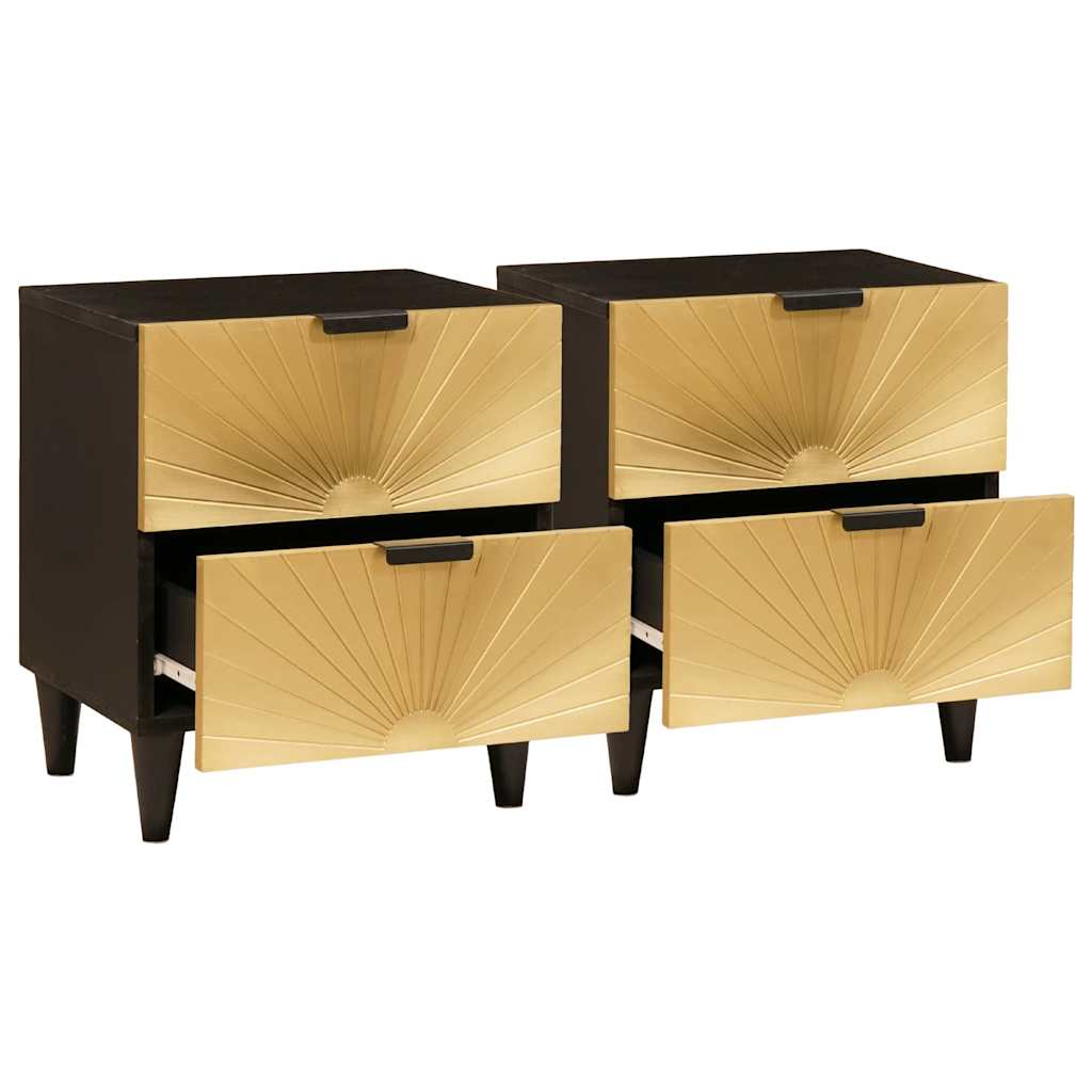 Natskab 2 pcs Sort og Guld 40 x 33 x 46 cm Konstrueret træ