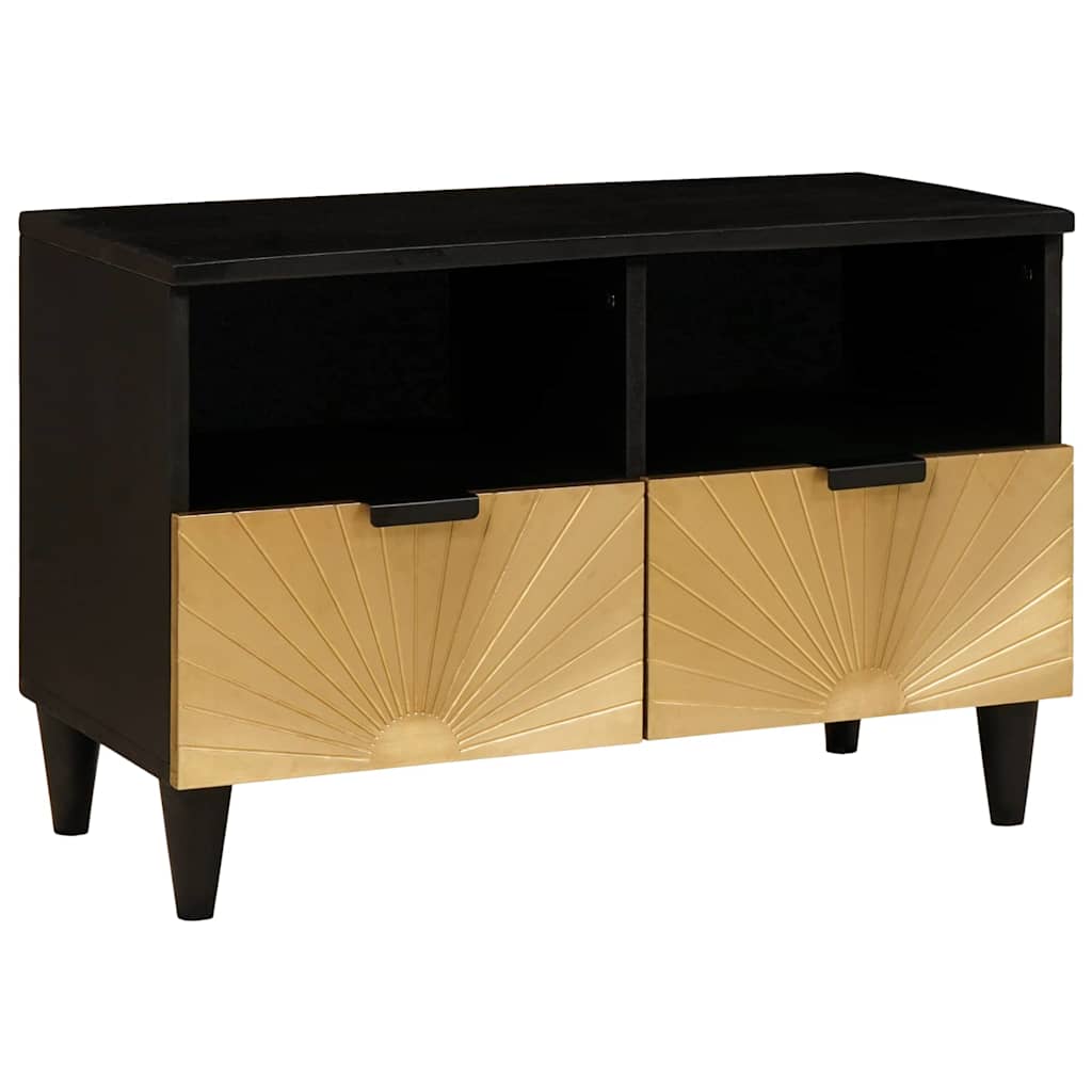 TV-skab med skuffe Sort og Guld 70 x 33 x 46 cm Konstrueret træ