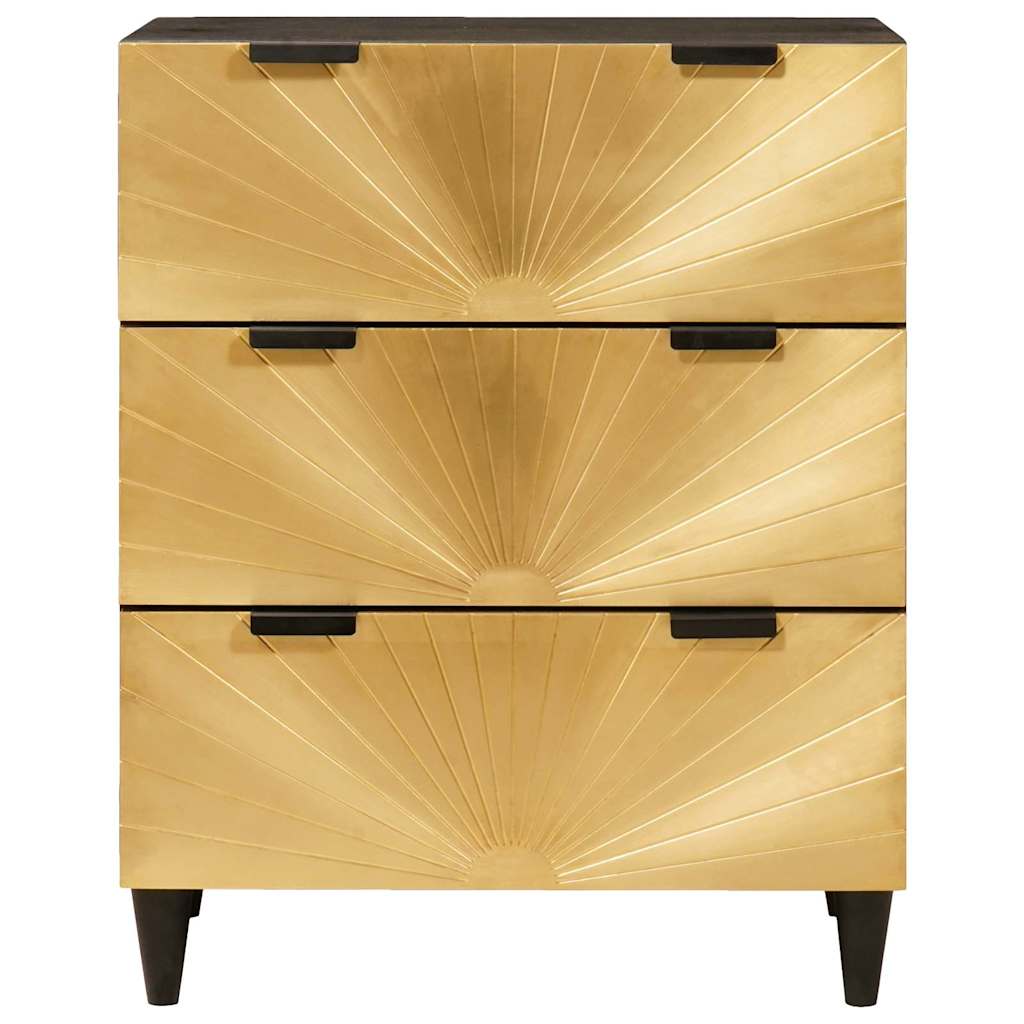 Sideboard Sort og Guld 60 x 33 x 75 cm Massivt mangotræ