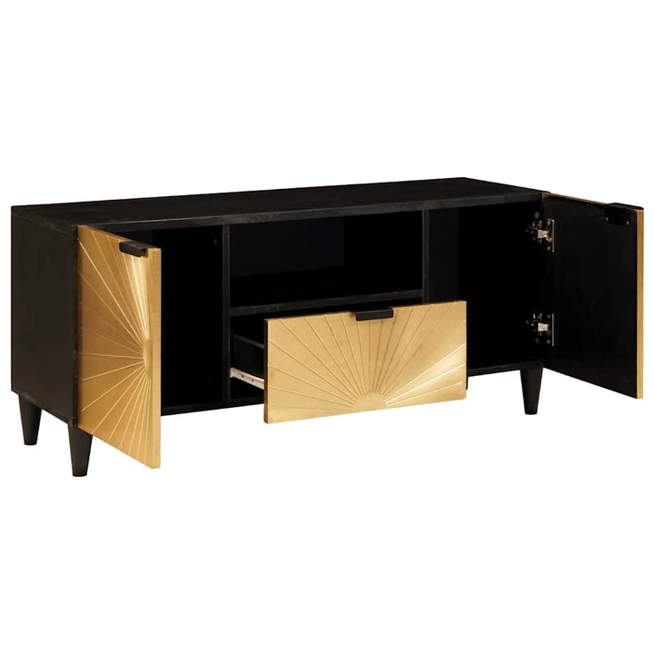 TV-skab med hylde Sort og Guld 105 x 33 x 46 cm Konstrueret træ