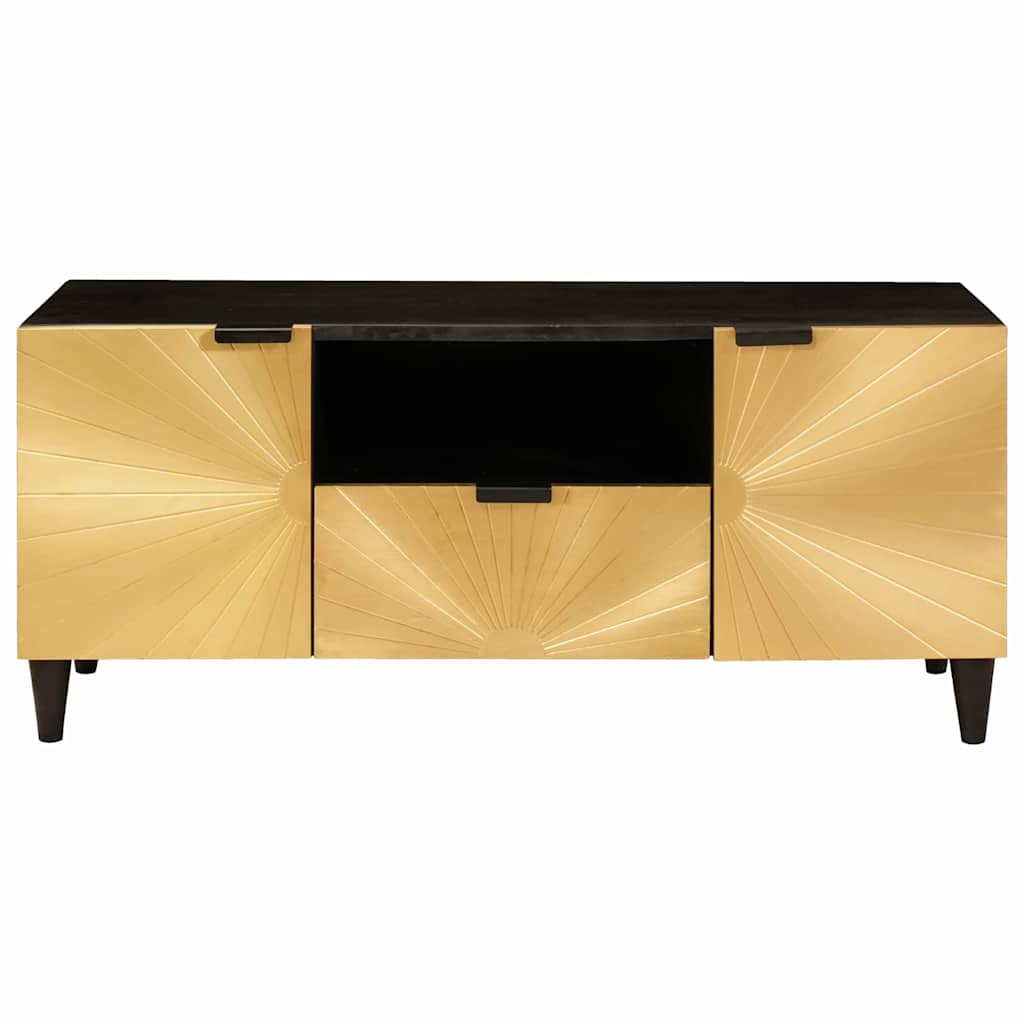 TV-skab med hylde Sort og Guld 105 x 33 x 46 cm Konstrueret træ