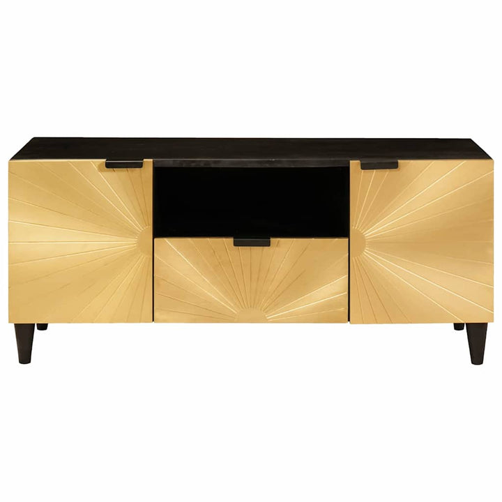 TV-skab med hylde Sort og Guld 105 x 33 x 46 cm Konstrueret træ