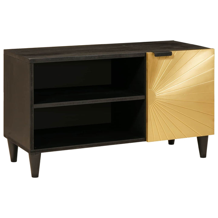 TV-skab med hylde Sort og Guld 80 x 33 x 46 cm Konstrueret træ