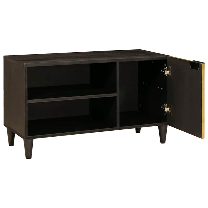 TV-skab med hylde Sort og Guld 80 x 33 x 46 cm Konstrueret træ