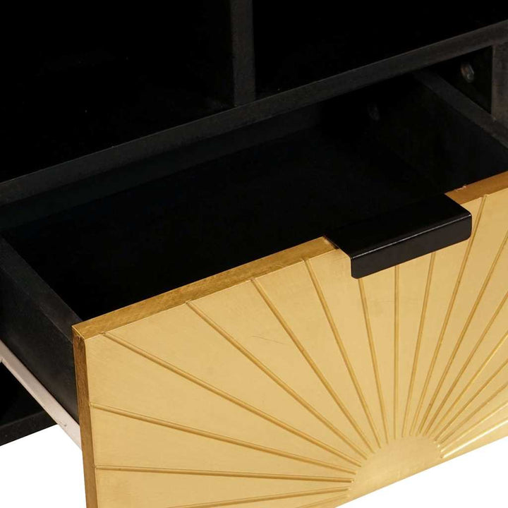 TV-skab med hylde Sort og Guld 100 x 33 x 46 cm Konstrueret træ