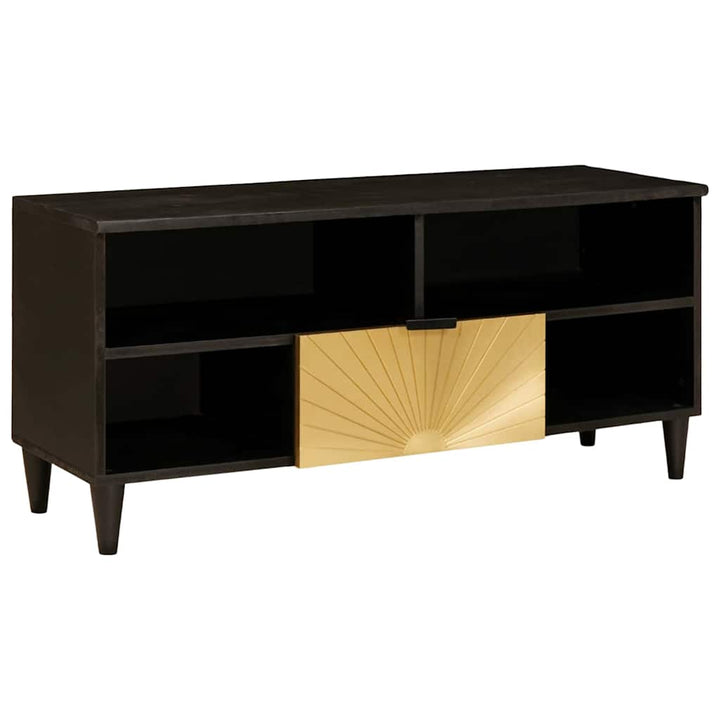 TV-skab med hylde Sort og Guld 100 x 33 x 46 cm Konstrueret træ