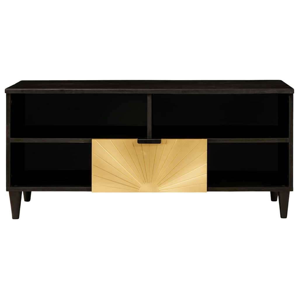 TV-skab med hylde Sort og Guld 100 x 33 x 46 cm Konstrueret træ