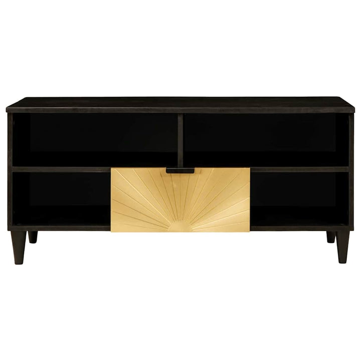 TV-skab med hylde Sort og Guld 100 x 33 x 46 cm Konstrueret træ