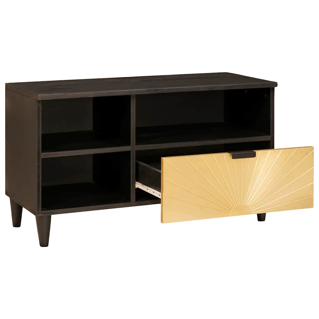 TV-skab med skuffe Sort og Guld 80 x 33 x 46 cm Konstrueret træ